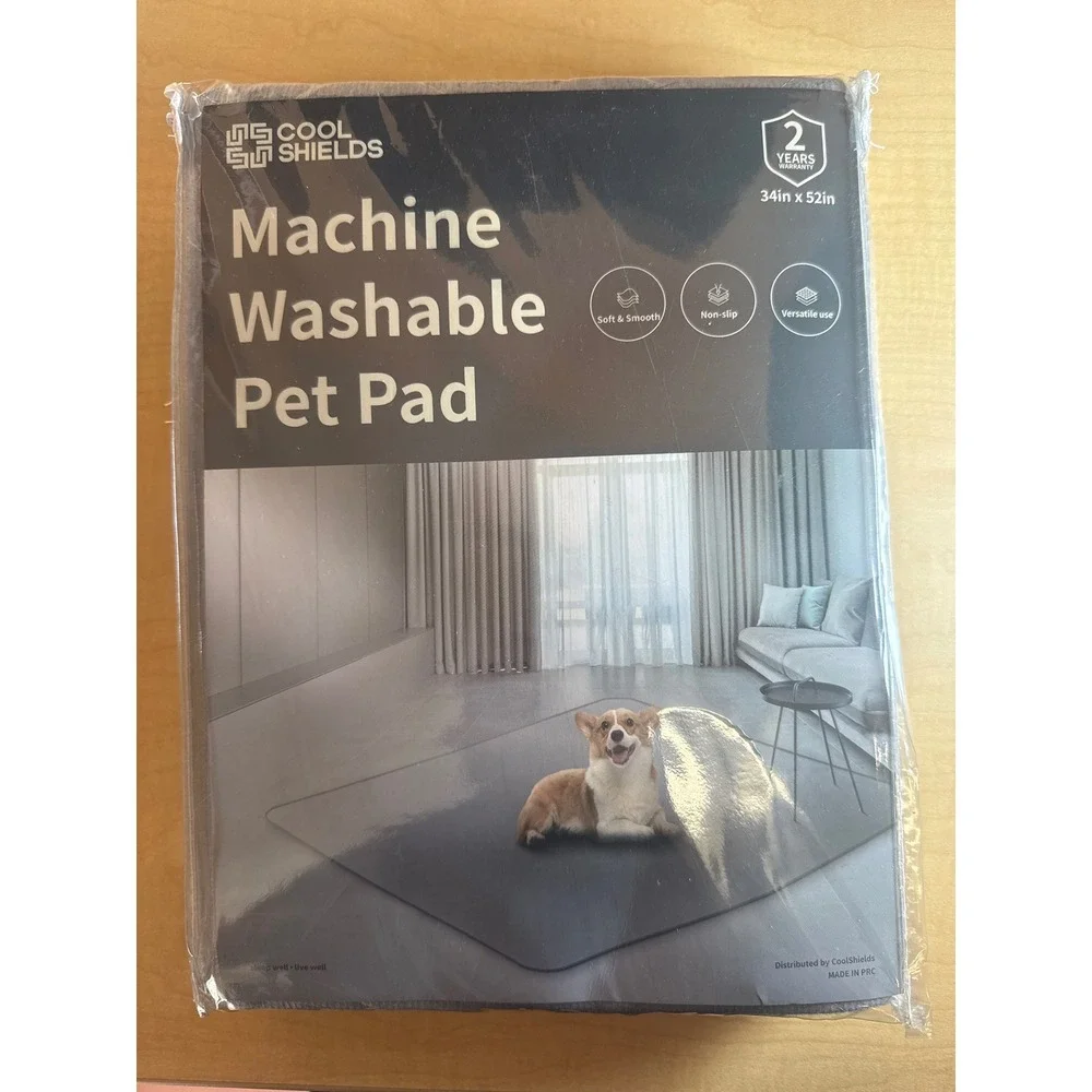 CoolShields Machine Washable Pet Pad 34x52 Non-Slip Grey Quilted Waterproof Mat